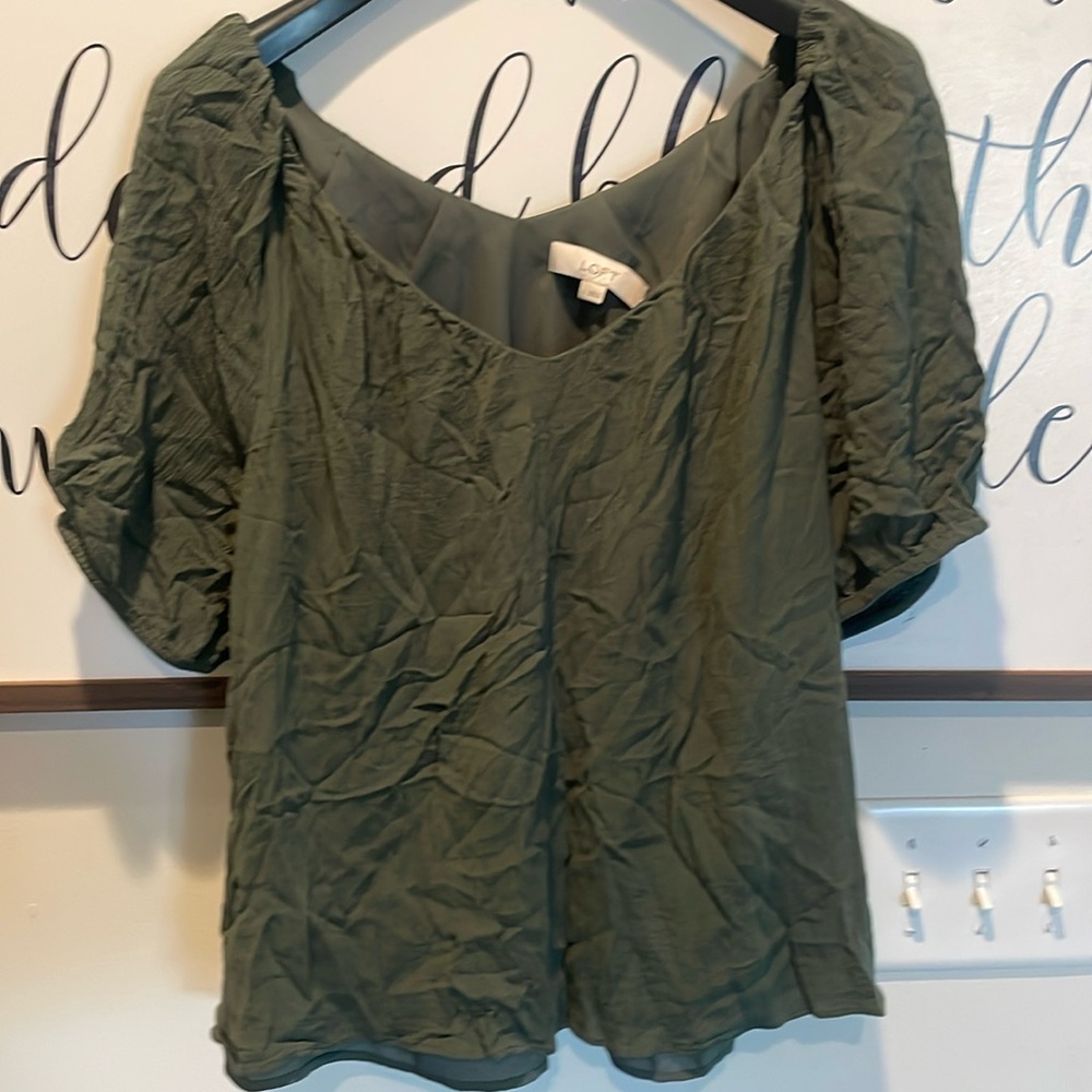 LOFT green blouse top.